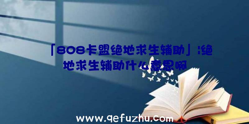 「808卡盟绝地求生辅助」|绝地求生辅助什么意思啊